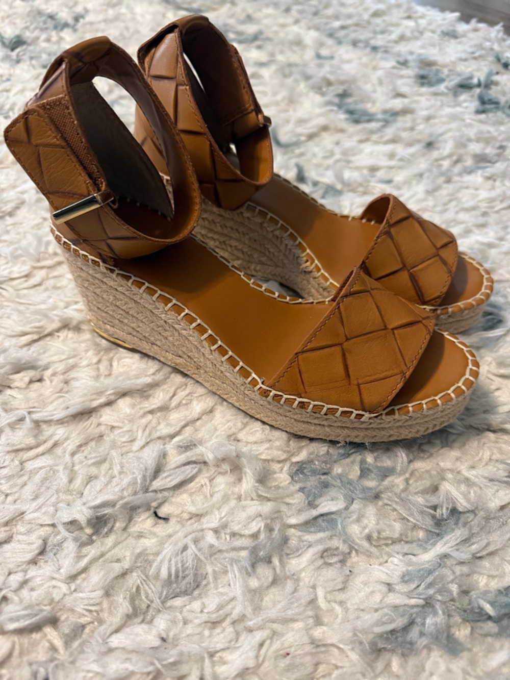 Franco Sarto Women’s Leather Clemens Espadrille Wedge Sandal Size 6. NWOT.